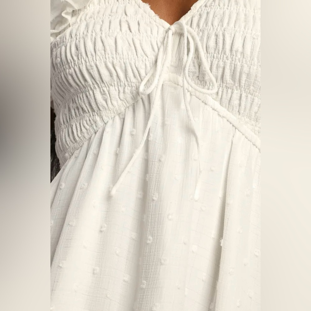 Lulus Sweet Expressions White Ruffled Smocked Swi… - image 5